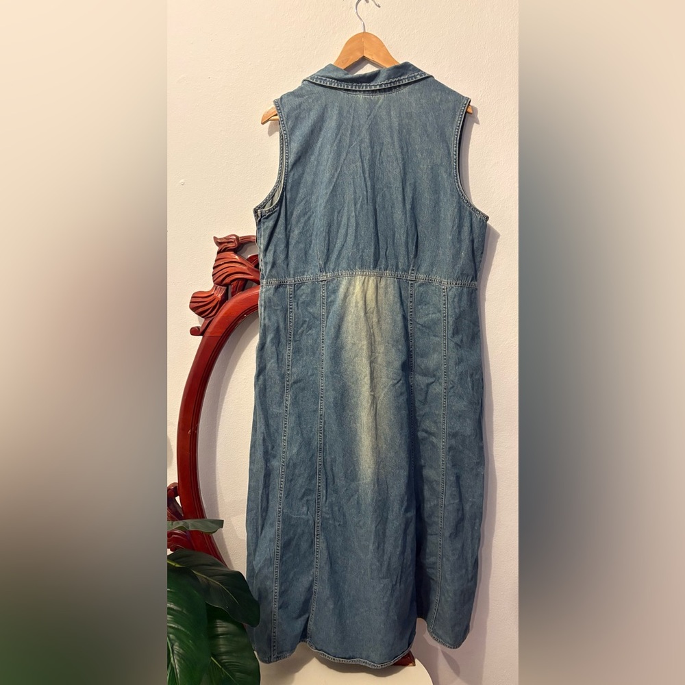 Women’s Y2K Sleeveless Cotton Denim Casual Maxi Dress - Picture 3 of 4